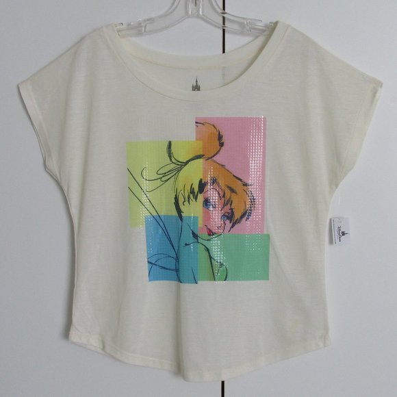 Disney Parks Tink Tinkerbell Wide Neck Loose-Fit Sleeveless Tee T-Shirt Size L - Picture 1 of 9
